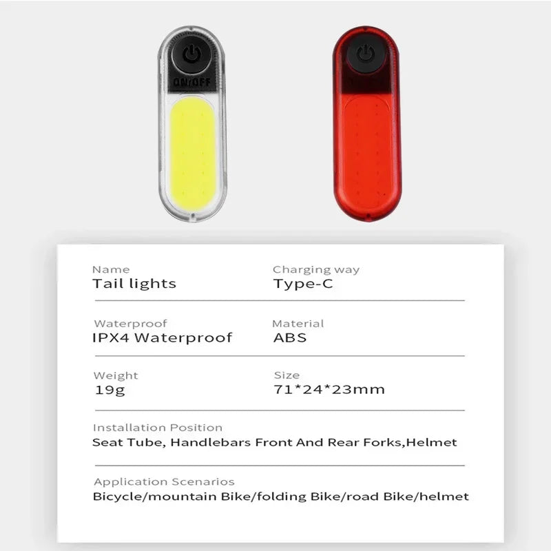 BUCKLOS Bicycle COB Light Set USB Charging High Visibility Taillight 500lm MTB Road Bike Light Lamp Cycling Accessories