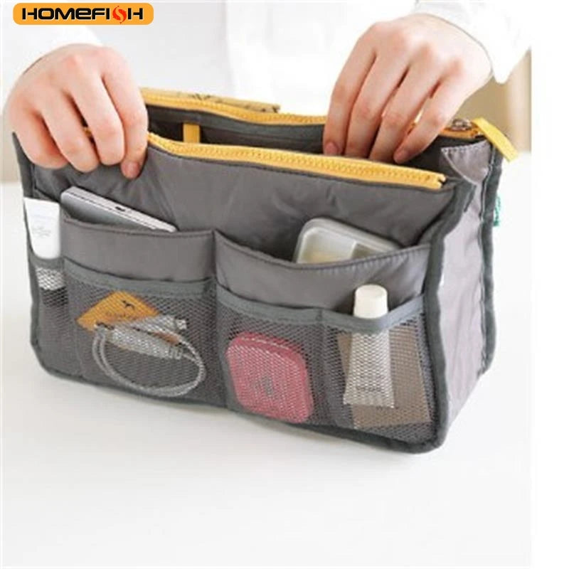 HOMEFISH Multi Pocket Portable Cosmetic Storage Bag, Large Capacity Double Zipper Travel Mommy Toiletry Bag