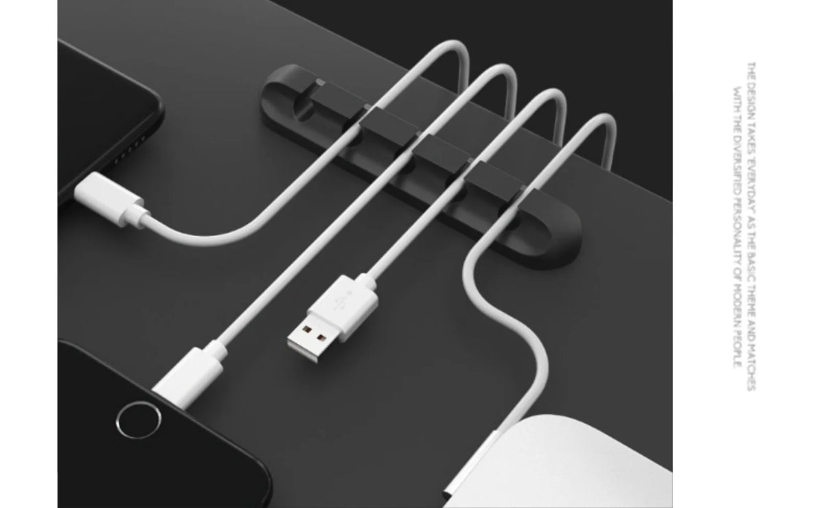 Self-Adhesive Power Cord Manager Fixed Chuck Plug Mouse Cable Headset Winder Mobile Phone Data Cable Card Silicone Desktop