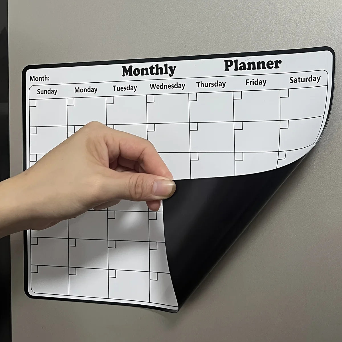 1pc Magnetic Fridge Calendar Dry Erase Monthly Planner Whiteboard Fridge Sticker Message Board Kitchen Memo Organizer with Pen