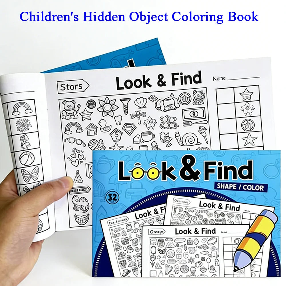 32 Pages Children's Find Items Coloring & Drawing Book Fun Concentration & Attention Exercise Early Education Activity Book