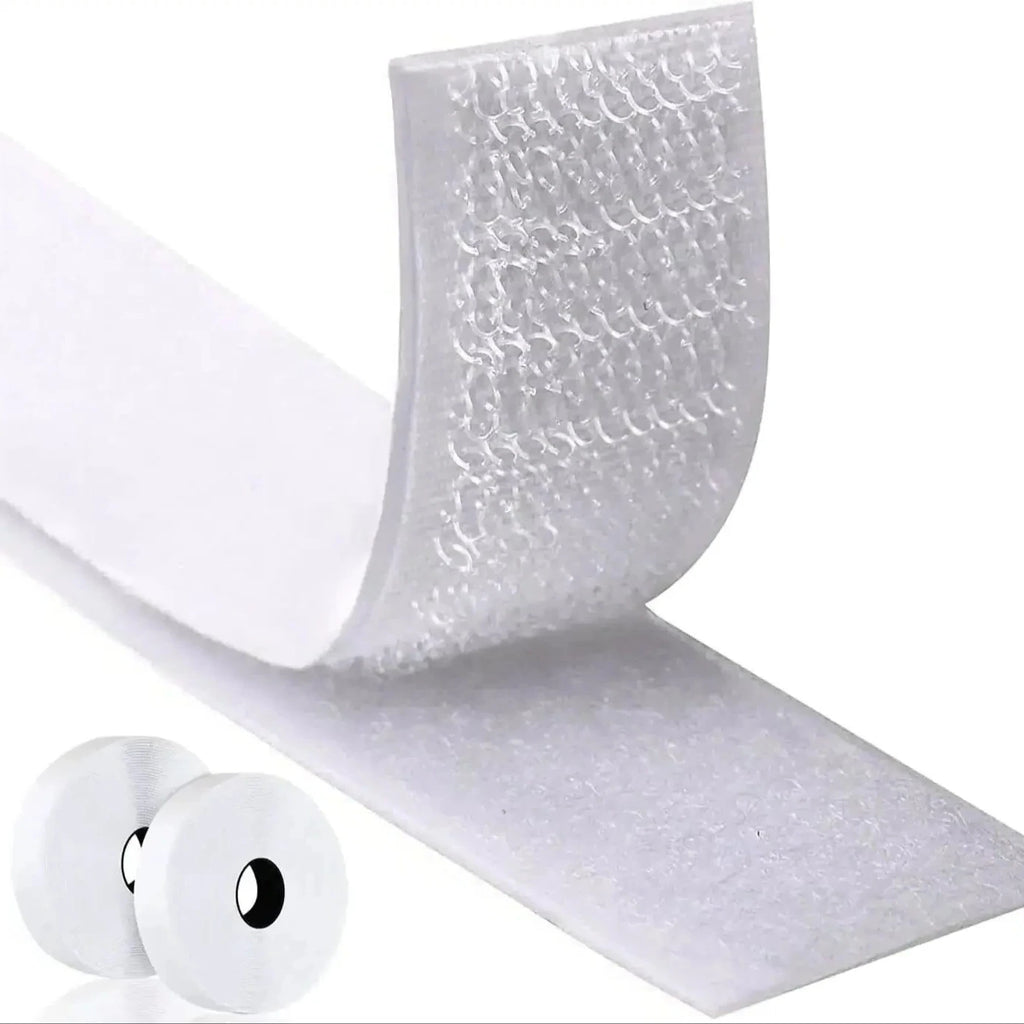 1/2/5M 20-50mm White Strong Self Adhesive Fastener Hook and Loop Strips with Glue Double-Side Mounting Tapes for DIY Craft