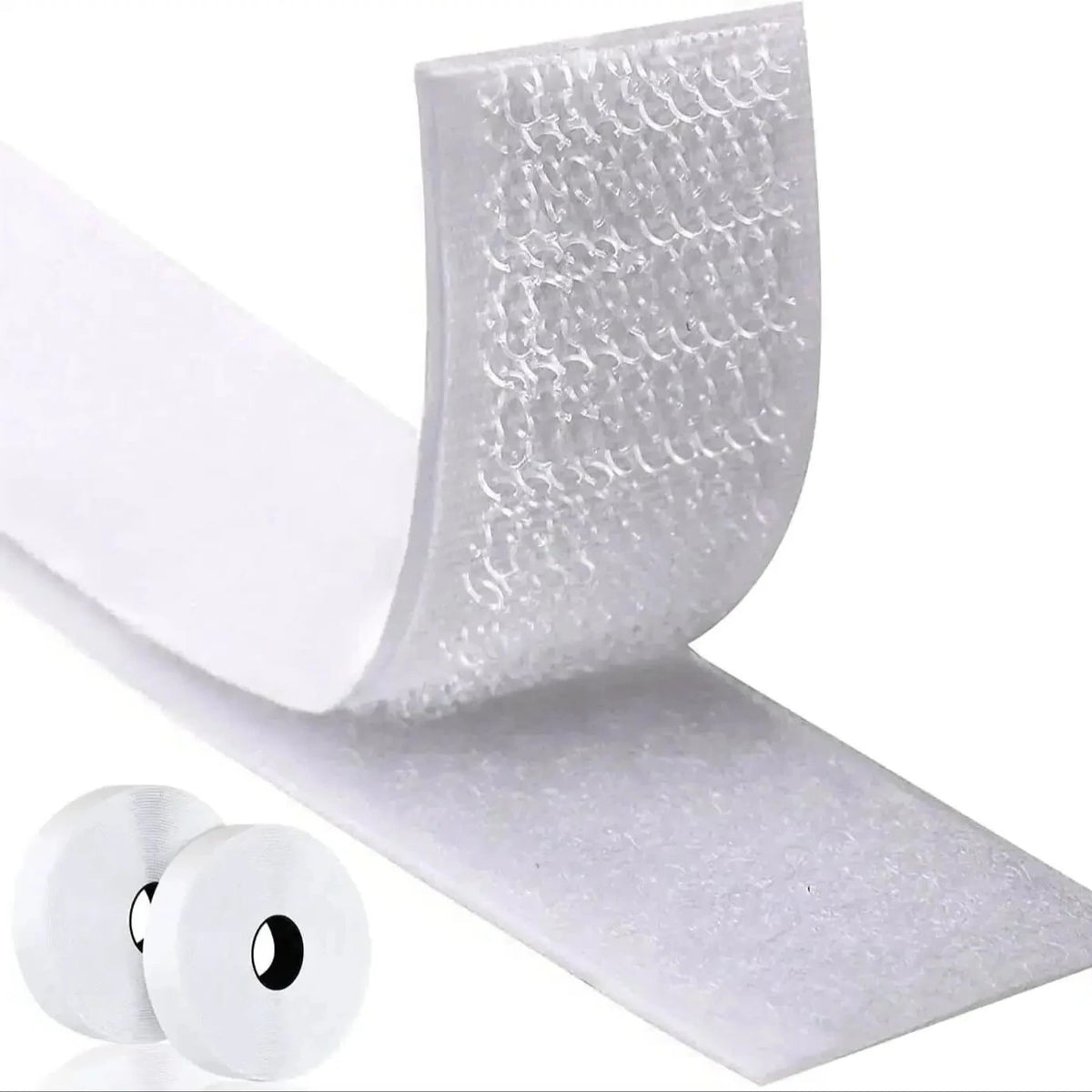 1/2/5M 20-50mm White Strong Self Adhesive Fastener Hook and Loop Strips with Glue Double-Side Mounting Tapes for DIY Craft