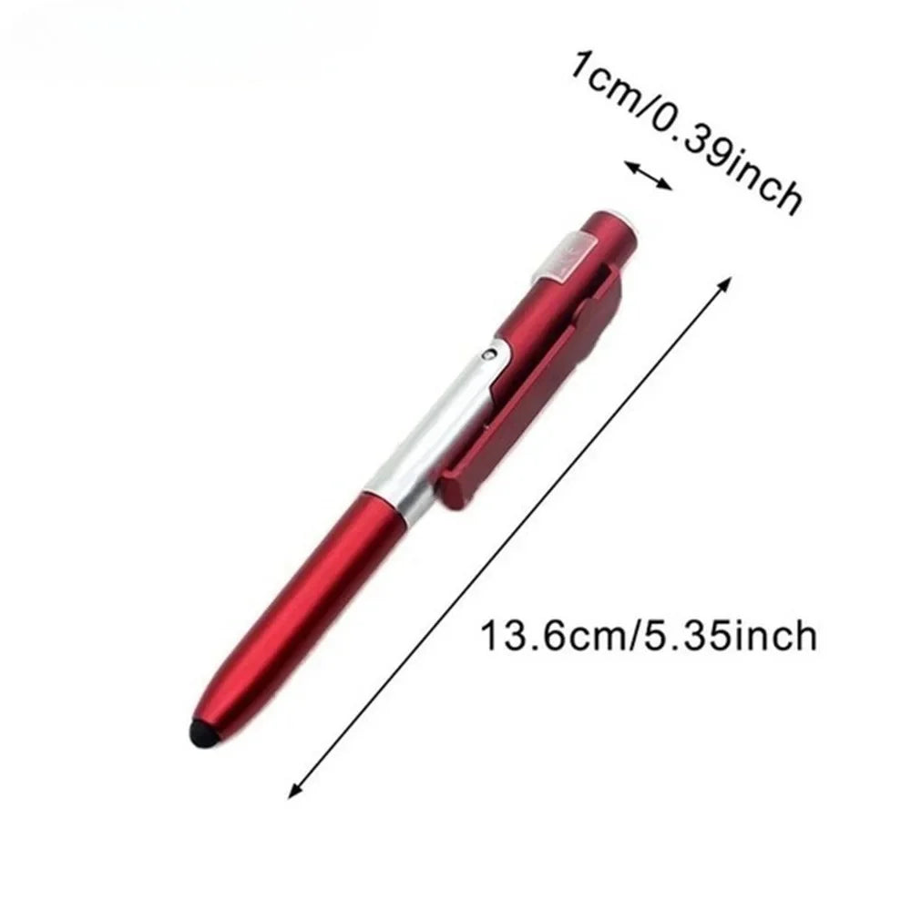 Multifunction 4In1 Foldable Ballpoint Pen with LED Light Phone Holder Night Read Writing Pencil Office School Student Stationery