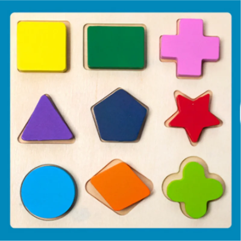 Wooden Geometric Blocks Montessori Puzzle Shape Sorting Math Early Educational Learning Toy for Toddlers Baby Cognitive Training