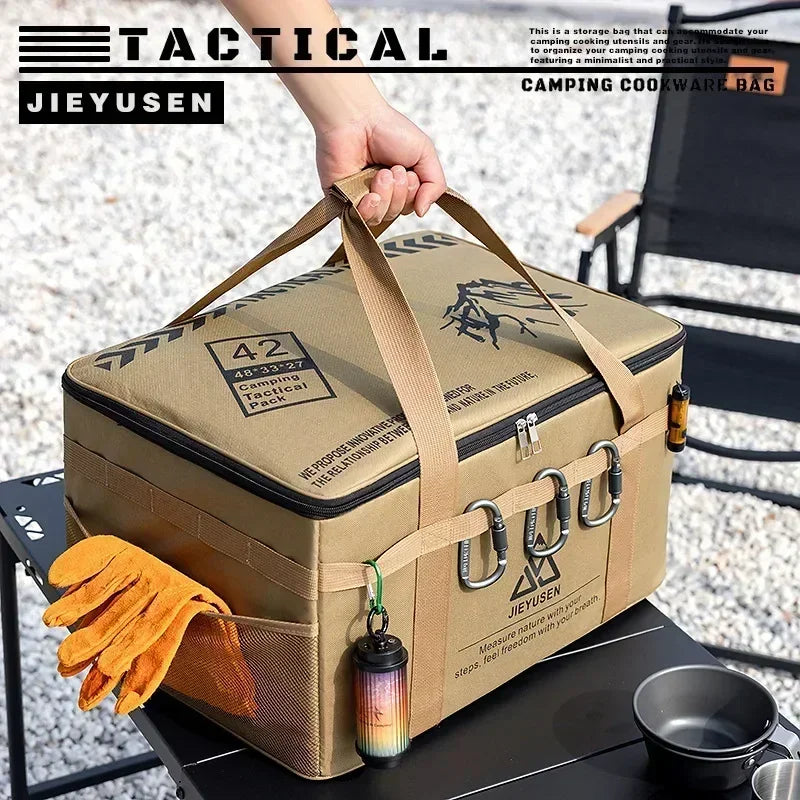 Backpack 30-42L Tactical Camping Storage Bag - Insulated Folding Box for Picnic, Tableware & Field Equipment Waterproof