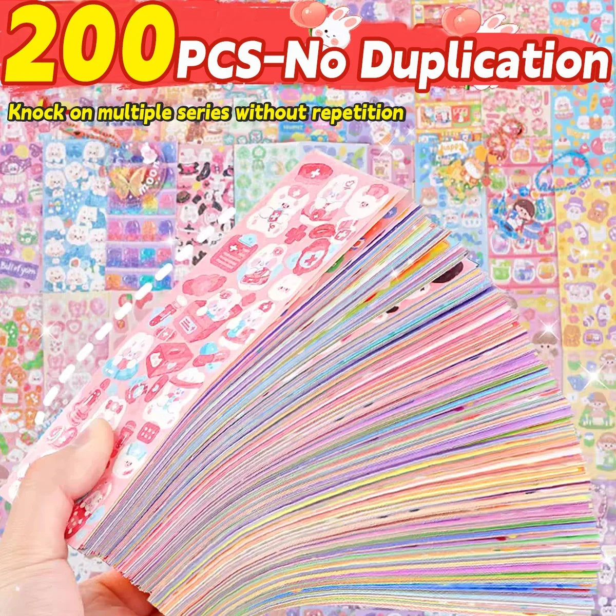 20-1000 PCS Cute Stickers Kawaii Cartoon Laser Sticker No Repeat for Diary Kid DIY School Students Decoration Stationery