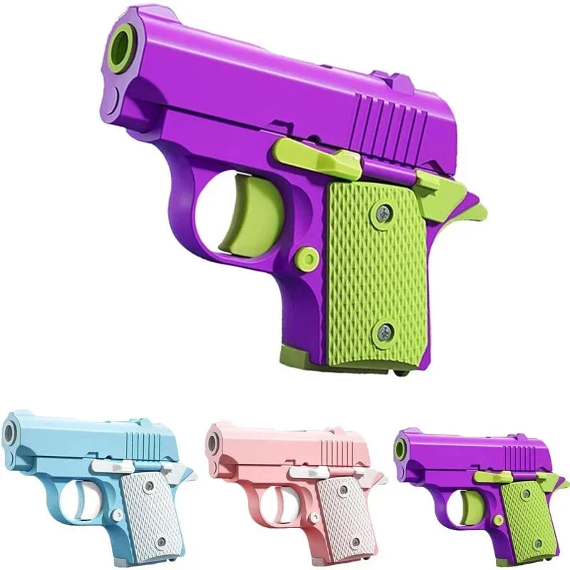 3D Printed Gravity Fidget Stress Relief Mini Pistol Toy Plastic Manual Burst Decompression Toy Christmas Gift