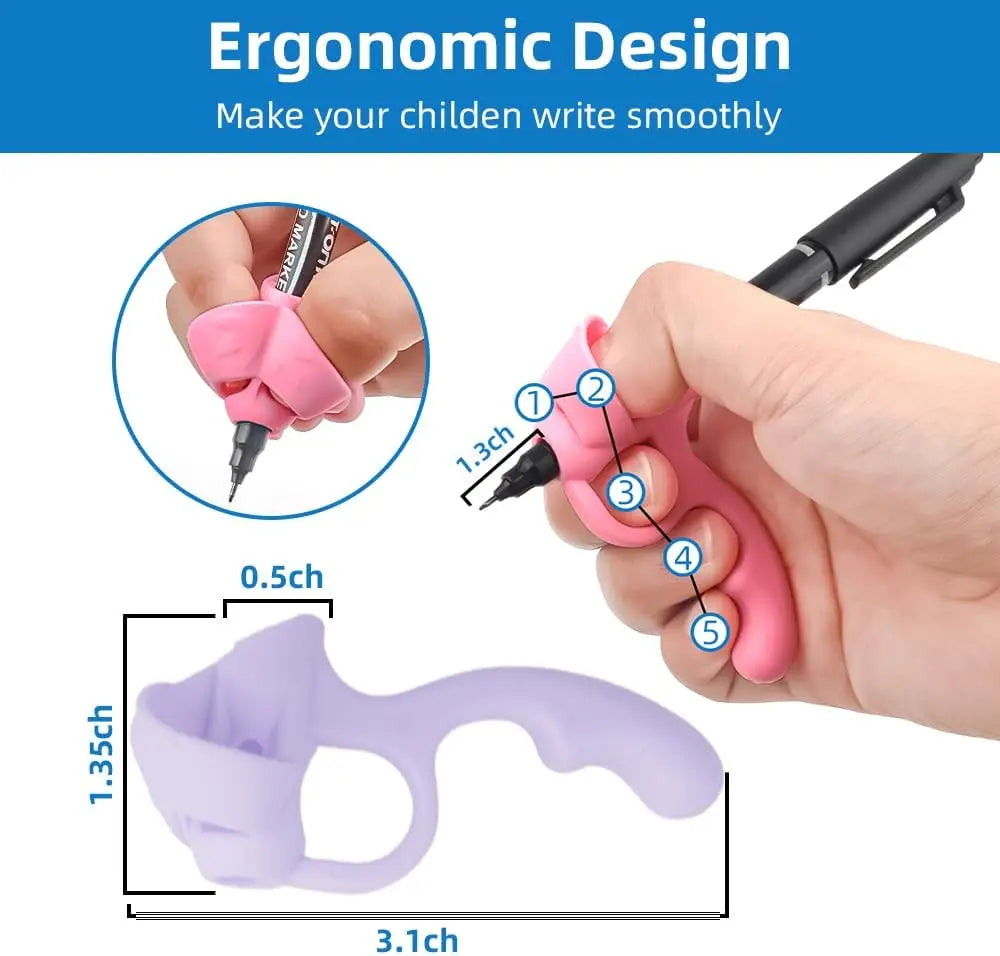 4 Pack Ergonomic Pen Grip Corrector Soft Rubber Hand Writing Posture Trainer Kids Handwriting Aid Correction Stationery Tool