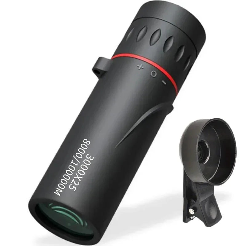 3000x25 Long-Distance HD Professional Monocular Telescope and Mini Portable Telescope, Suitable for Outdoor Camping and Hunting