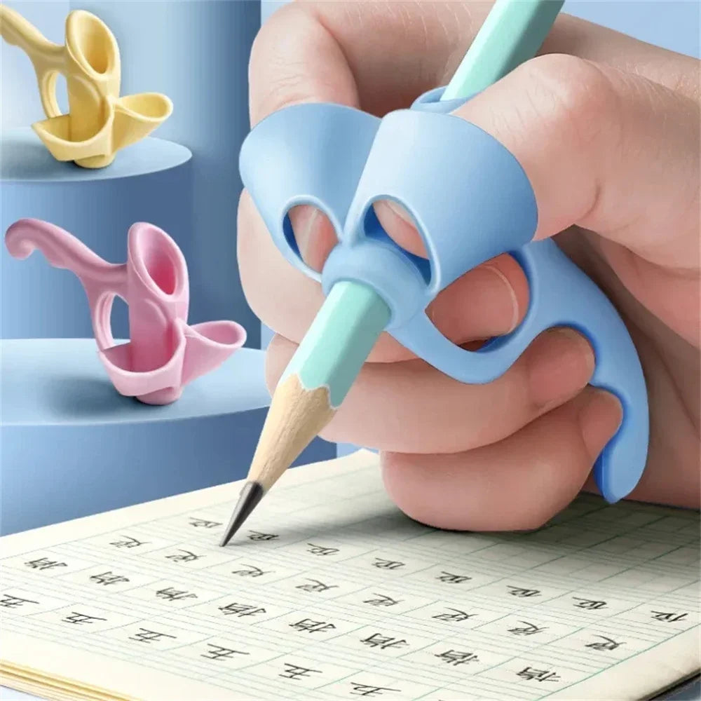4 Pack Ergonomic Pen Grip Corrector Soft Rubber Hand Writing Posture Trainer Kids Handwriting Aid Correction Stationery Tool