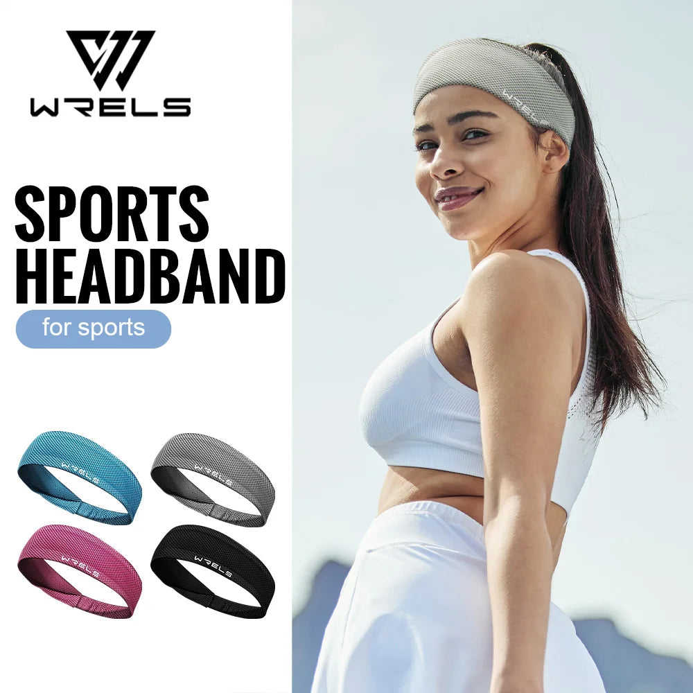 WRELS Sport Headband Sweatband Running Hair Band Yoga Fitness Gym Workout Mesh Breathable Moisture Wicking Anti Slip Hairband