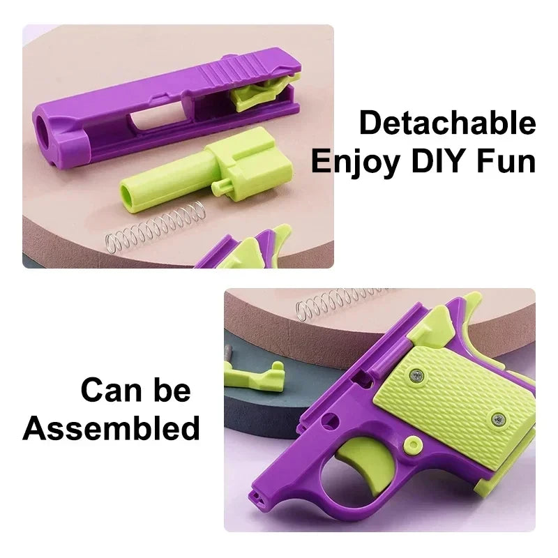 3D Printed Gravity Fidget Stress Relief Mini Pistol Toy Plastic Manual Burst Decompression Toy Christmas Gift