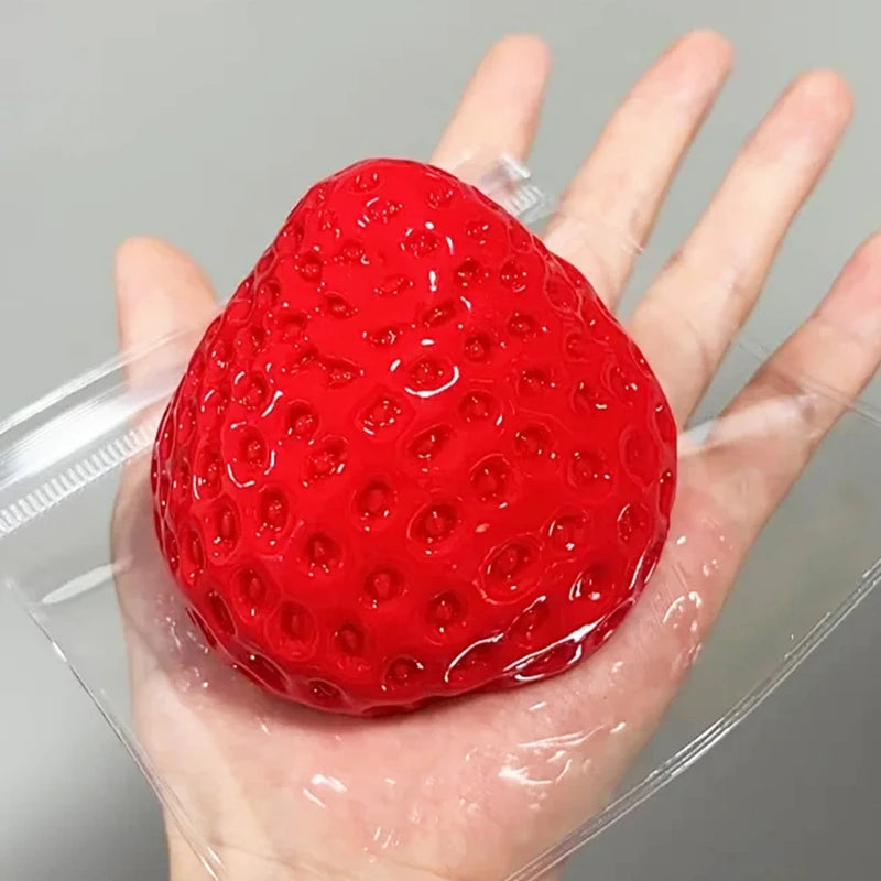Strawberry Crunchy Squishy Stress Ball Toy Building Block Filling Handmade Crispy Fidget Ball ASMR Sensory Stress Relief Toy