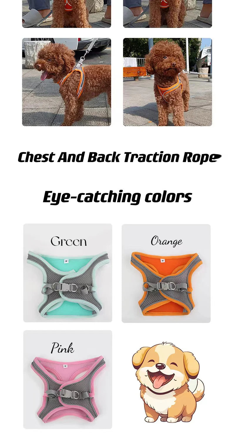 Pets Breathable Dog Vest Pectoral Girdle Backstraps Prevent Breakout Exclusive for Outdoor Use Adjustable Night Reflection
