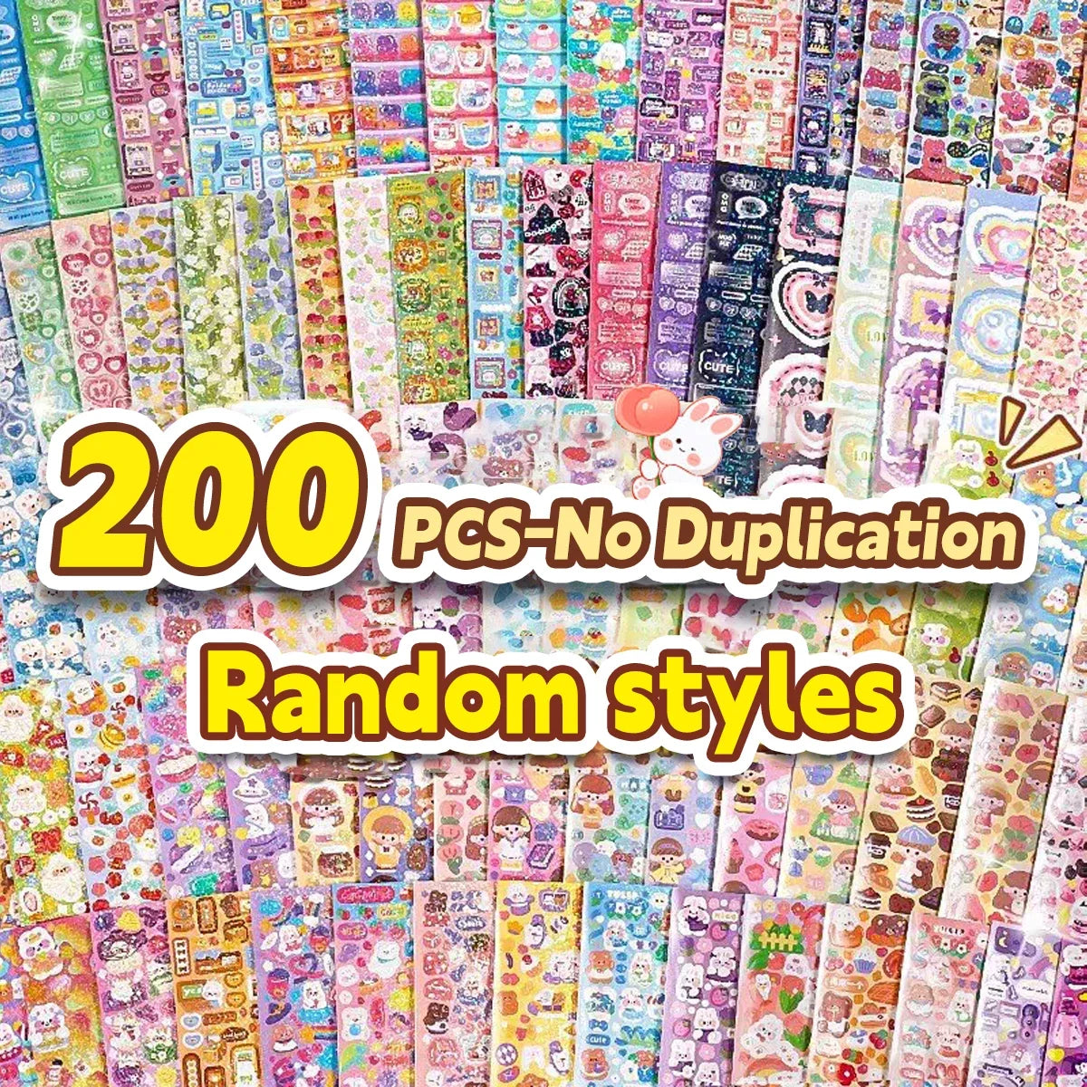 20-1000 PCS Cute Stickers Kawaii Cartoon Laser Sticker No Repeat for Diary Kid DIY School Students Decoration Stationery