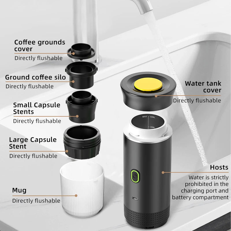 Máquina de Café Espresso Portátil Eléctrica Inalámbrica 3 en 1 ☕️🏕️