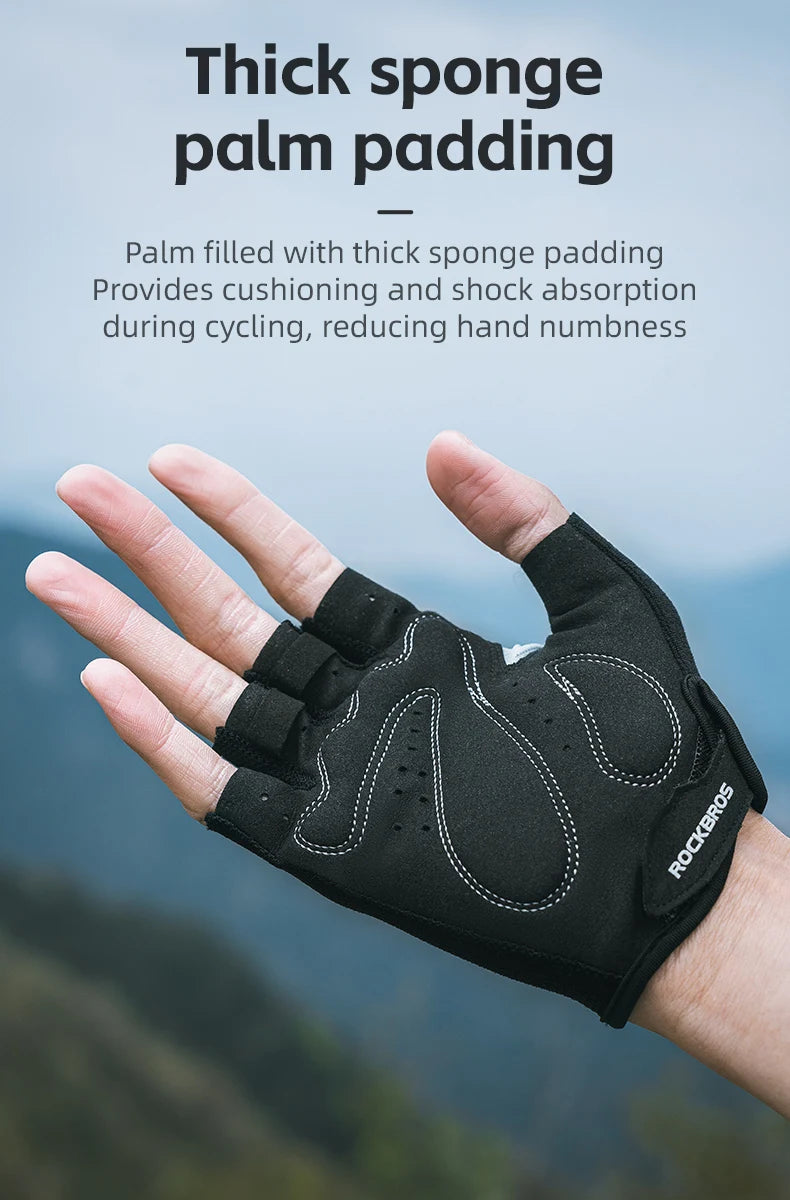 ROCKBROS Bike Gloves Half Finger Summer Breathable Anti-slip SBR Pad Shockproof MTB Road Bicycle Gloves Cycling Shorts Gloves