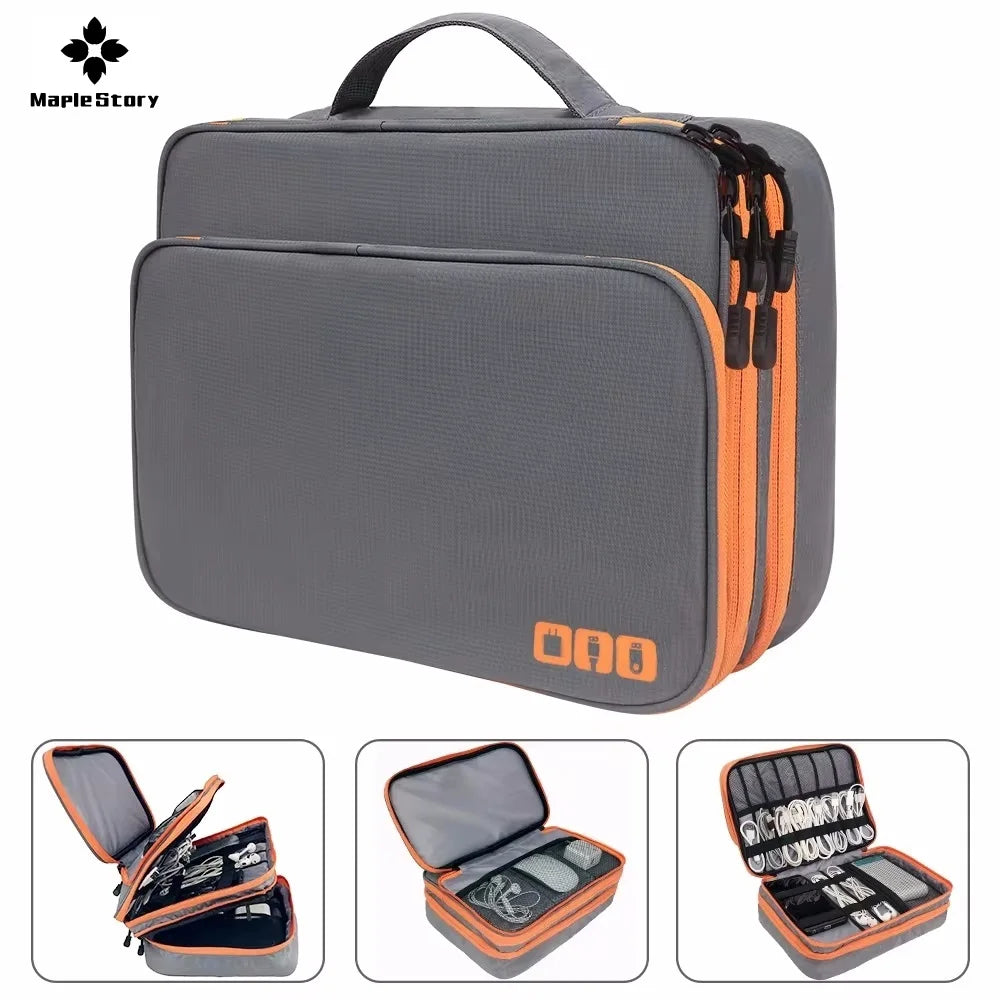 Multi Layer Cable Storage Bag, Electronic Accessories Organizer, Portable Travel Cable Organizer Case for iPad Cable Charger