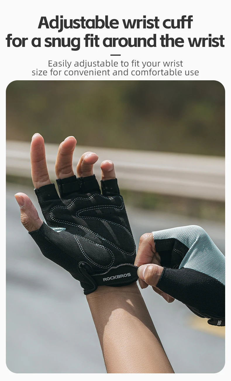 ROCKBROS Bike Gloves Half Finger Summer Breathable Anti-slip SBR Pad Shockproof MTB Road Bicycle Gloves Cycling Shorts Gloves