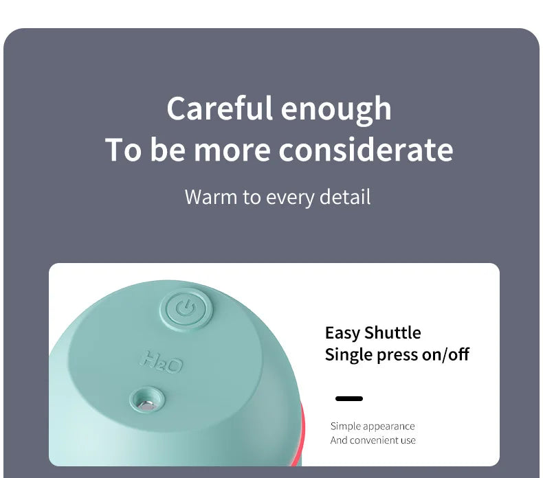 250ML Mini USB Air Humidifier Aroma Diffuser Essential Oil Cool Mist Maker RGB LED Night Light Quiet for Home Car Office Bedroom