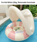 Baby Swim Ring Inflatable Summer Pool Float Seat with Canopy Sunshade Handles Cartoon Swimming Ring for Boys Girls Toddler 40lbs