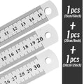 10Pcs Stainless Steel Straight Ruler, 15-30cm Double Sided Metric Scale, Precision Metal Measuring Tool for Engineering Drawing