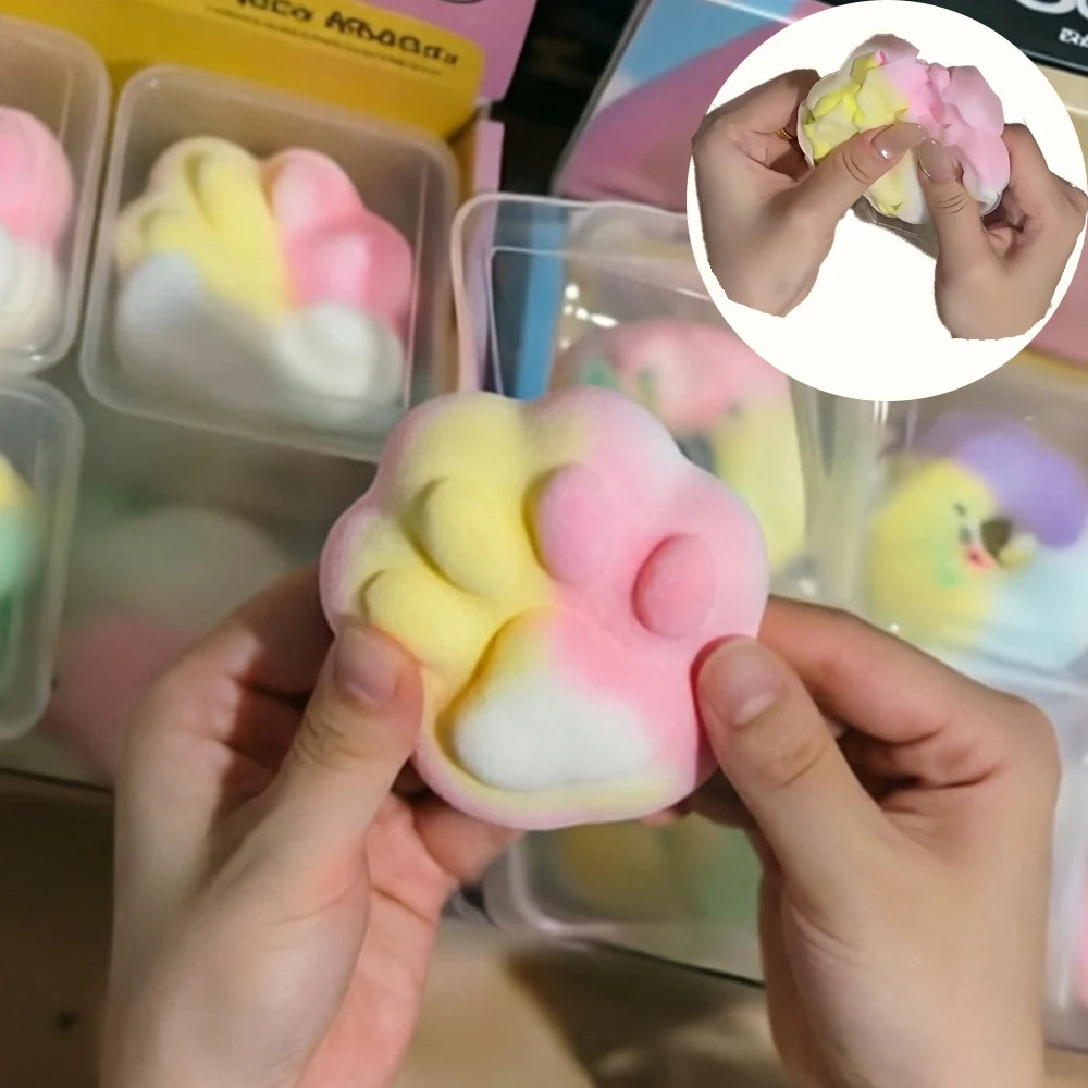 Crunchy Skin Dreamy Macaron color Cat paw Crispy Doughnut squishy Fidget Toy stress relief ball ASMR Toy for Adults Gift