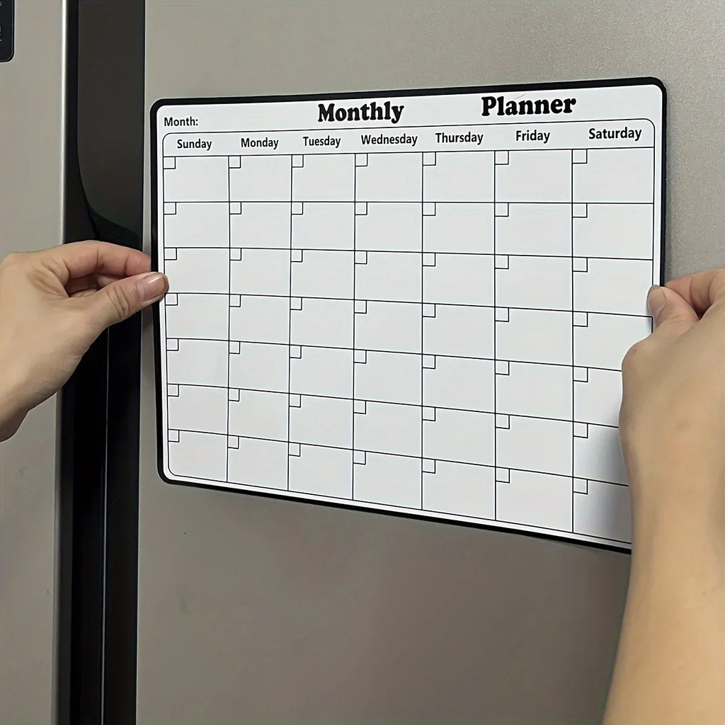 1pc Magnetic Fridge Calendar Dry Erase Monthly Planner Whiteboard Fridge Sticker Message Board Kitchen Memo Organizer with Pen