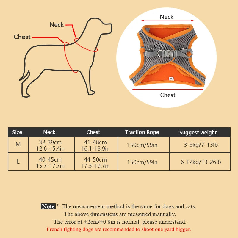 Pets Breathable Dog Vest Pectoral Girdle Backstraps Prevent Breakout Exclusive for Outdoor Use Adjustable Night Reflection