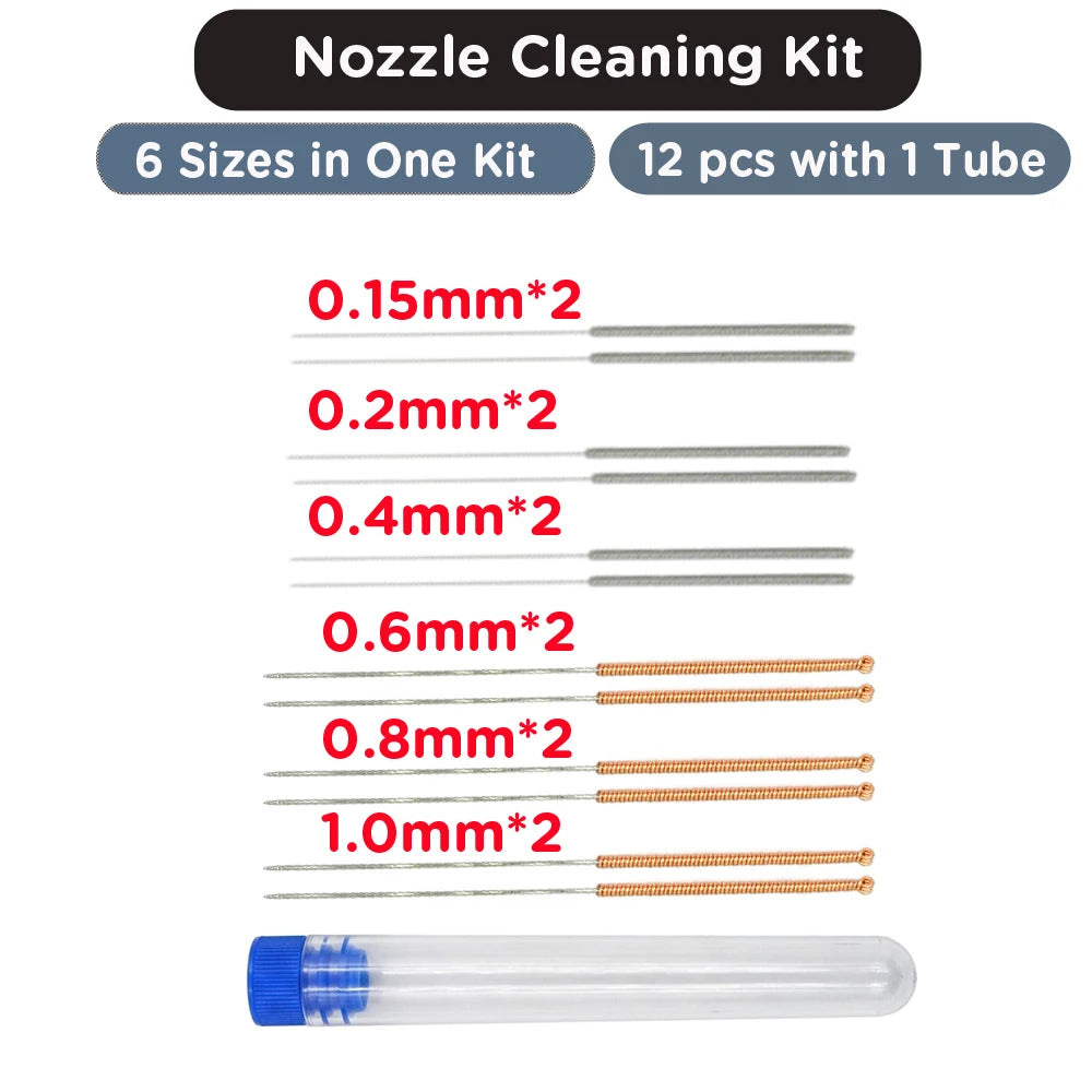 3D Printer Nozzle Cleaning Needles Kit Stainless Steel 0.15-1.0mm Needles Anti-Clog Cleaner Tool For Creality Ender Bambu Lab