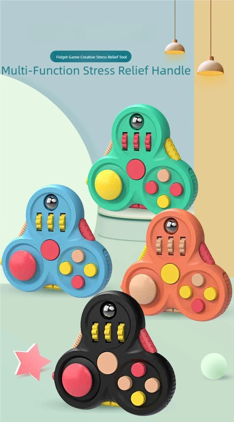 Hot-Selling Second-Generation Stress-Relief Handle, Triangular Handheld Fidget Spinner, Multi-Functional Fidget Spinner Handle, Portable Stress-Relief Handheld Toy with 12 Sensory Functions, Suitable for Anxiety, Adhd, Autism