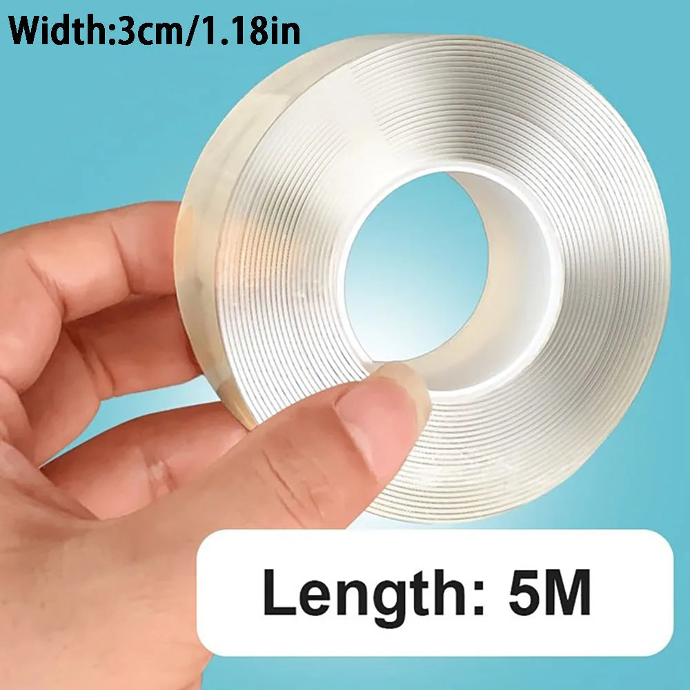 Super Strong Nano Double Sided Adhesive Tape Waterproof Transparent Traceless Tape  Reusable Decorative Office Tape Home Tools