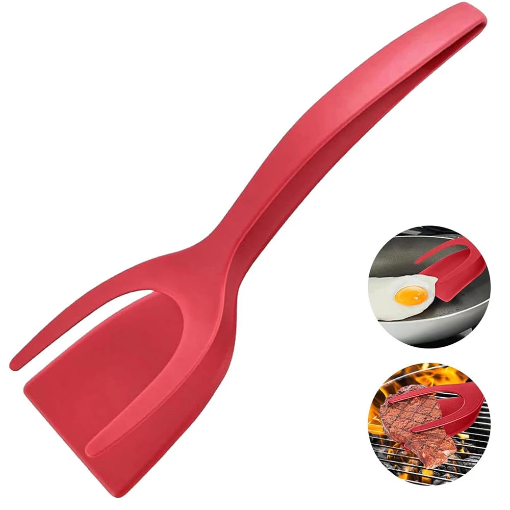2 in 1 Grip Flip Spatula Clamp Egg Pancake Fish French Toast Omelette Making Non Stick Home Kitchen Cooking Turner Tool