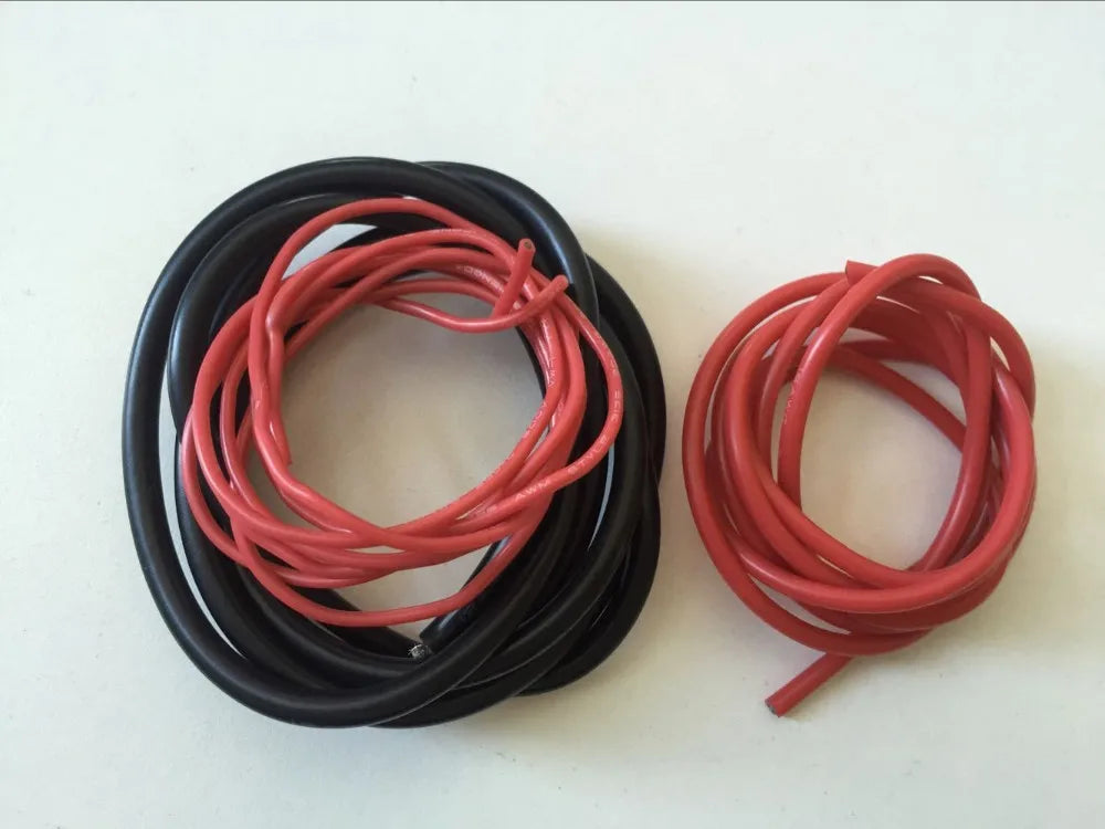 Silicon Wire 8 10 12 14 16 18 20 22AWG Heatproof Soft Silicone Silica Gel Wire Cable (1meter Red+1meter Black) )