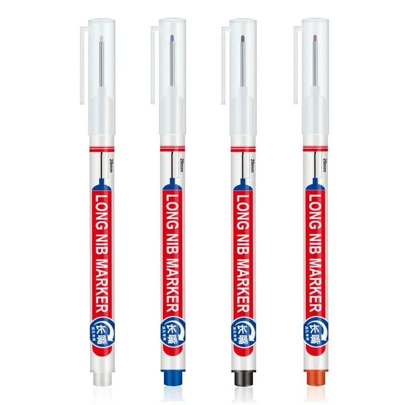4-80Pcs 2cm Waterproof Long Head Markers Deep Hole Marker Pen for Metal Carpenter Red/Black/Blue/Green Ink Woodworking Tools