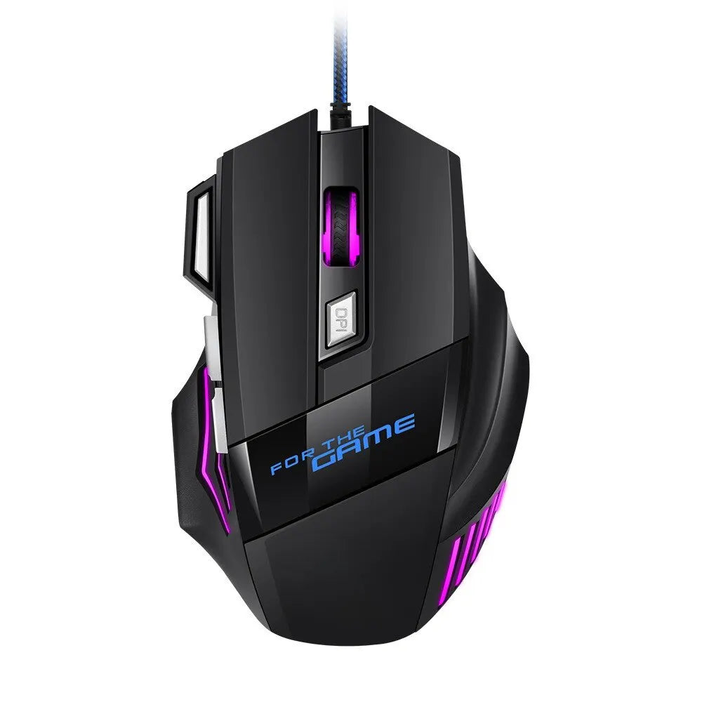 1 PC New Hyperspeed USB Gaming Mouse RGB Backlit Ergonomic Game Mice 7D Esports Wired Mouse for Laptop PC Gamer