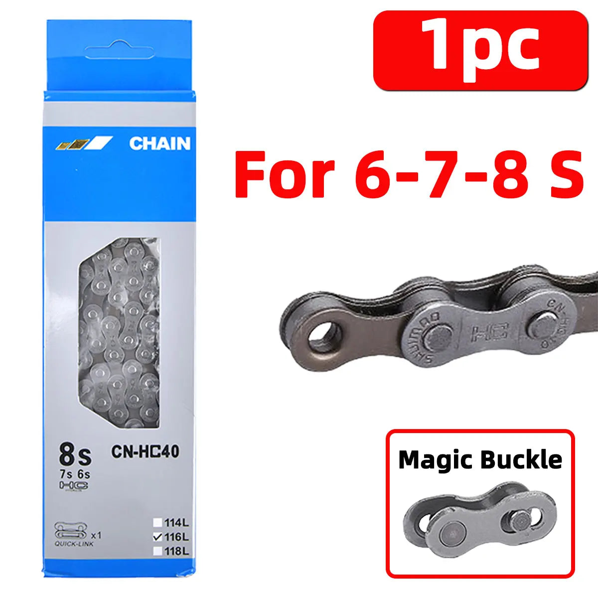 PINMOAP 1PC Universal Bicycle Chain 6/7/8/9/10/11 Speed Smooth Shift Bike Chain Fit MTB Road Cycling Repair Parts Durable Anti