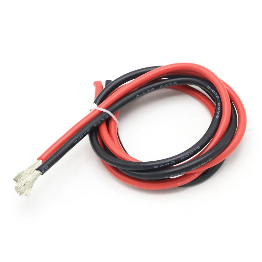 Silicon Wire 8 10 12 14 16 18 20 22AWG Heatproof Soft Silicone Silica Gel Wire Cable (1meter Red+1meter Black) )