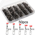 100pcs/box Swivel Snap Connector Pin Rolling Ring Fishing Tackle Buckle Hook Lure Kit Wire Connection 50pcs- 100pcs Bearing Gear