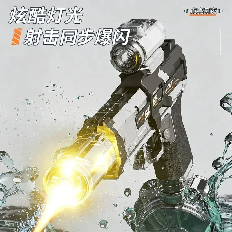 emote Control Electric Water Gun, Flame Muzzle Automatic Spray Water Blaster, Summer Swimming Pool Outdoor Water Toy forBoysGift
