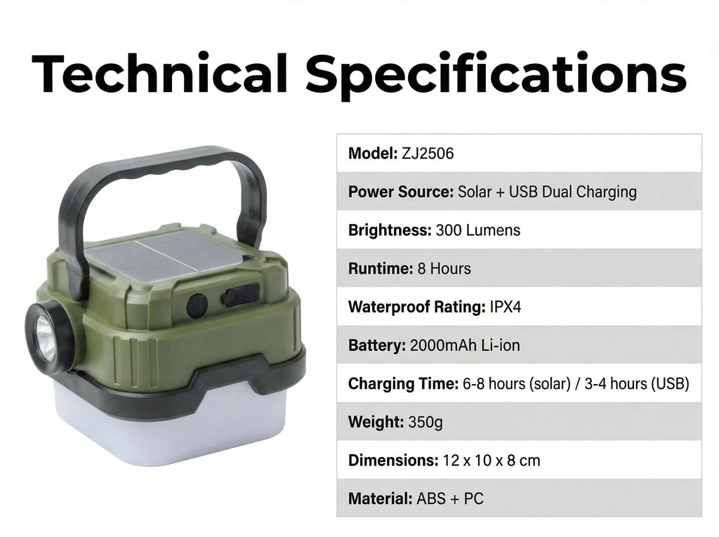Solar Powered Camping Lantern with Ultra Long Battery Life for Outdoor Tent Emergency Lighting Home Use