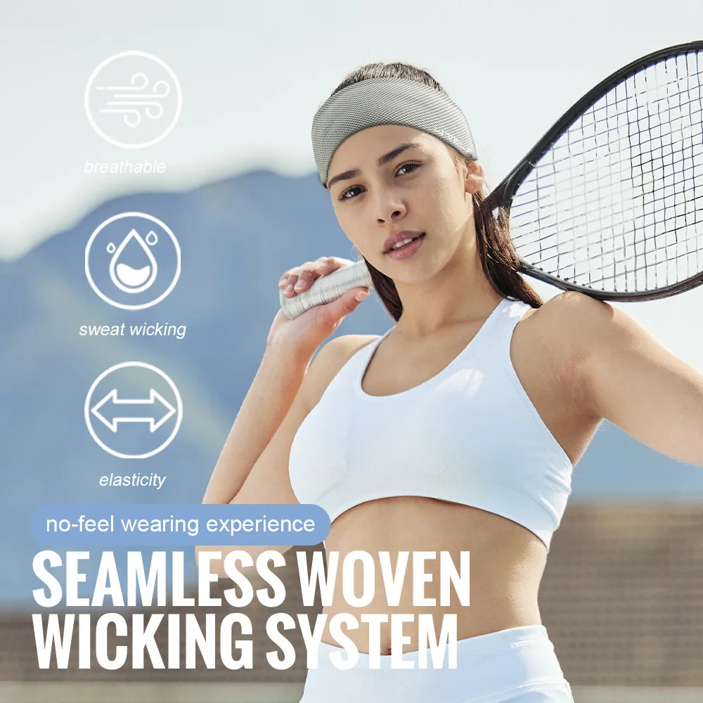 WRELS Sport Headband Sweatband Running Hair Band Yoga Fitness Gym Workout Mesh Breathable Moisture Wicking Anti Slip Hairband