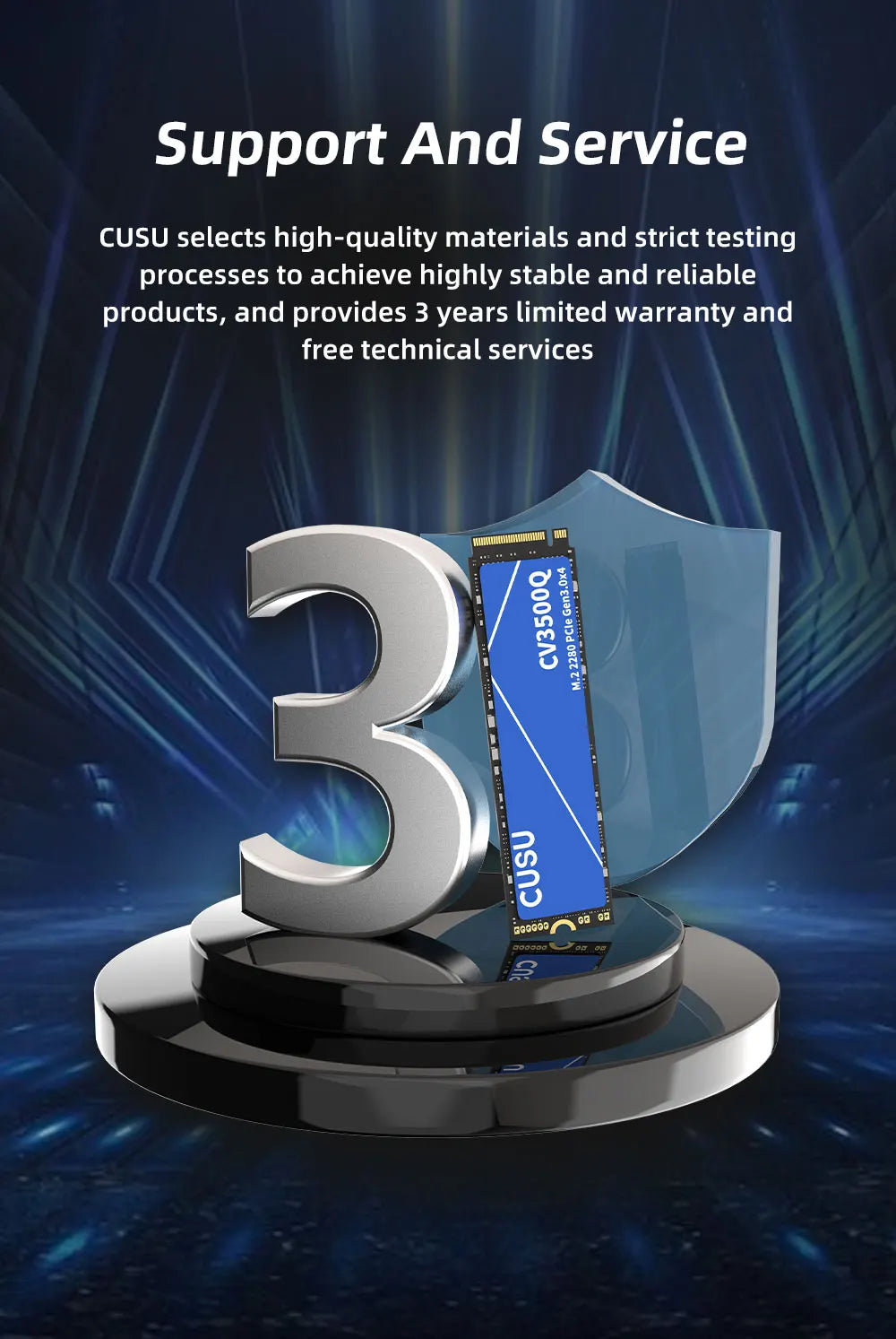 CUSU M2 SSD 1TB 2TB NVMe SSD 512GB Hard Drive PCIe3.0 X4 Internal Solid State Disk for Laptop Desktop