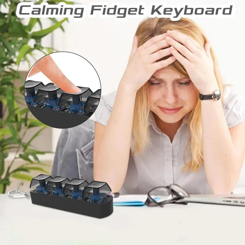 4Keys Finger Button Anti-stress Toys Mechanical Keyboard Keycaps Office Decompression Calming Keychain Gifts for Children Adults