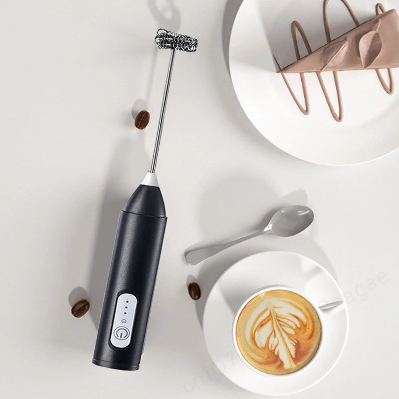 Espumador de Leche Eléctrico Inalámbrico con Carga USB Tipo C – Batidor de Mano de Acero Inoxidable ☕️🥛