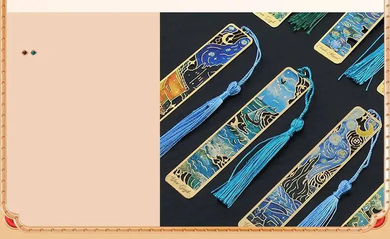 1-6-12 Pcs Creative Metal Book Mark Vintage Oil Painting Bookmark Office School Supplies Funny Gift Stationery Items