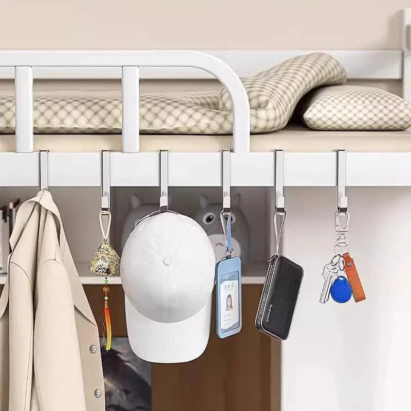 1PC Punch Free S Shape Stainless Steel Door Hook Double Hanger Wall Mount Coat Towel Storage Organizer Hook