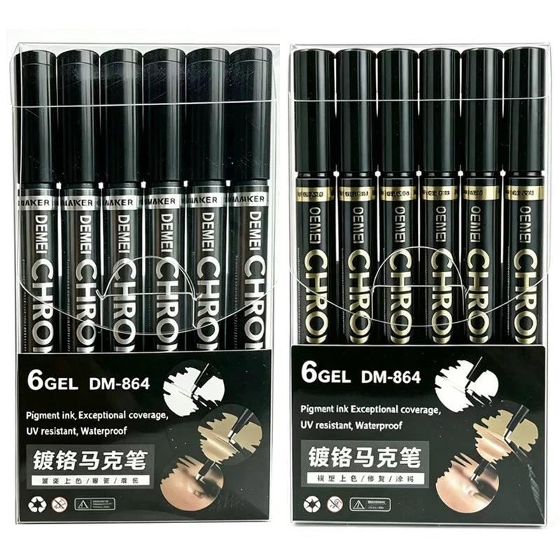 1/3/5/12pcs Chrome Mirror Marker Pen Set Waterproof Ink DIY Reflective Paint Pen Gold Silver Marker Model Painting Art Marker