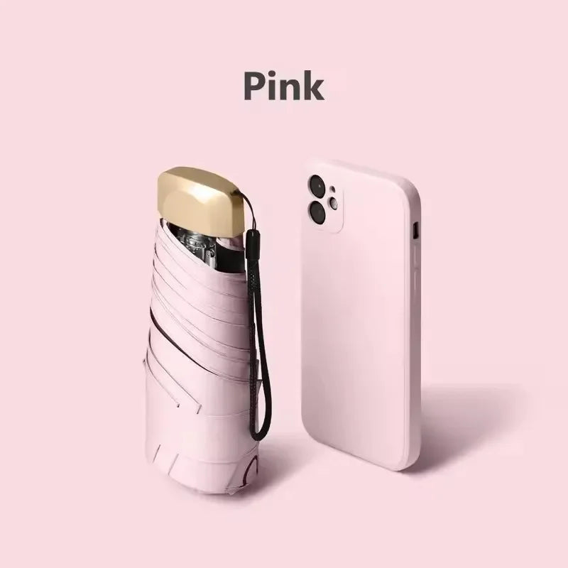 Mini Pocket Umbrella Small Sun Rain Umbrella Vinyl Folding Umbrella UV Ultraviolet Protection Sun Shade Pocket Parasol Capsule